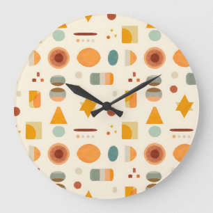 Pastel Minimalist Watercolor Shapes Large Clock