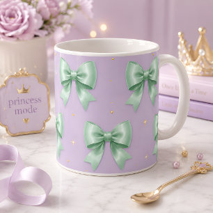 Pastel Mint Bow Pattern Coffee Mug
