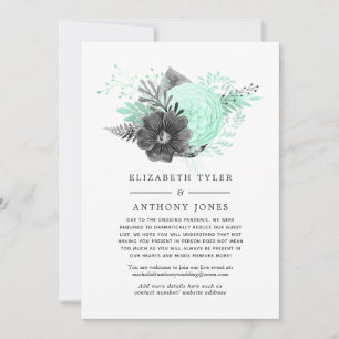 Pastel Mint & Charcoal Reduced Wedding Guest List Announcement