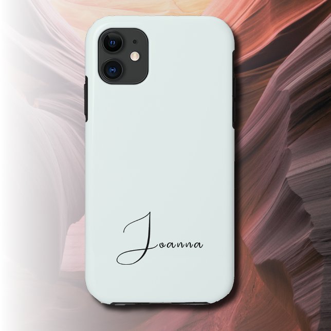 Pastel Mint Cream Solid Colour | Minimalist Name Case-Mate iPhone Case (Creator Uploaded)
