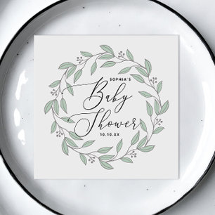 Pastel mint floral delicate script baby shower napkin