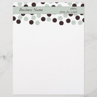 Pastel Mint Green and Brown Polka Dot Letterhead