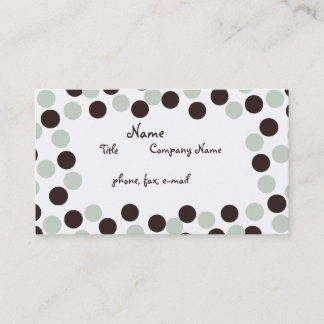 Pastel Mint Green & Brown Polka Dot Business Card