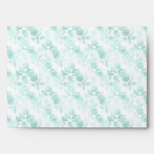 Pastel Mint Green Floral Elegant Watercolor Modern Envelope (Front)