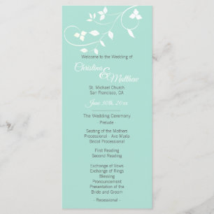 Pastel Mint Green & Light Grey Wedding Ceremony Programme