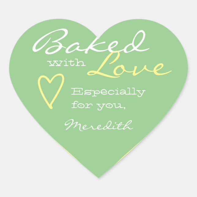 Pastel Mint Green Simple Made Love Heart Shape Heart Sticker (Front)