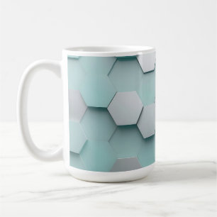 Pastel Mint Hexagon 3D Mosaic Coffee Mug