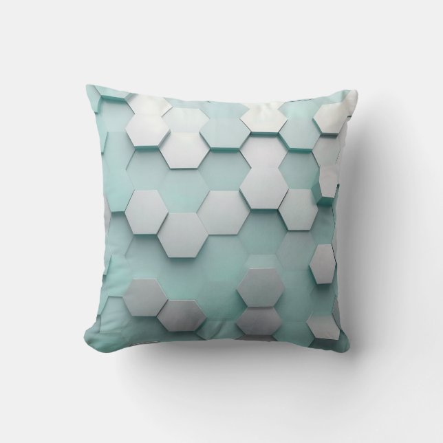 Pastel Mint Hexagon 3D Mosaic Cushion (Front)