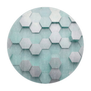 Pastel Mint Hexagon 3D Mosaic Cutting Board