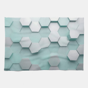 Pastel Mint Hexagon 3D Mosaic Tea Towel