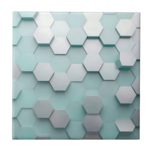Pastel Mint Hexagon 3D Mosaic Tile