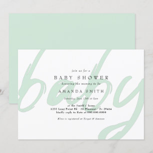 Pastel Mint Minimal Gender Neutral Baby Shower Invitation