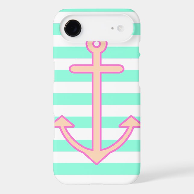 Pastel Mint Nautical Anchor Case-Mate iPhone Case (Back)