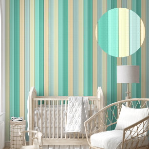 Pastel Mint Peach vertical Stripes Peel stick Wallpaper