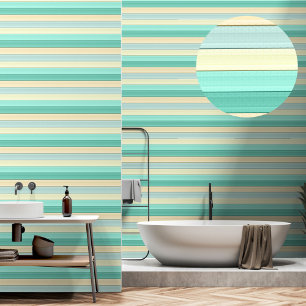 Pastel Mint Peach vertical Stripes Peel stick Wallpaper