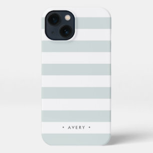 Pastel Mint Stripe Personalised iPhone 13 Case
