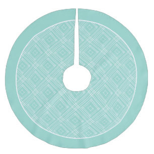 Pastel Mint & White Boho Diamond Pattern Brushed Polyester Tree Skirt