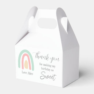 Pastel minty rainbow 1st Birthday  thank you Favour Box