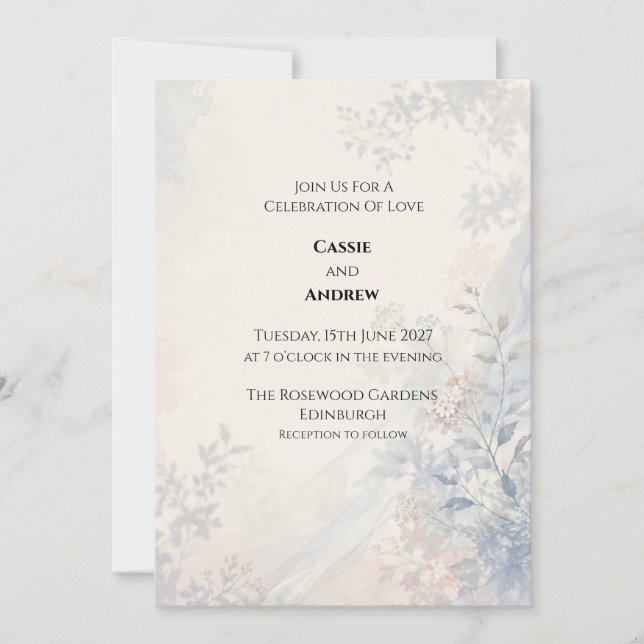 Pastel Mist Botanical Wedding Invitation (Front)