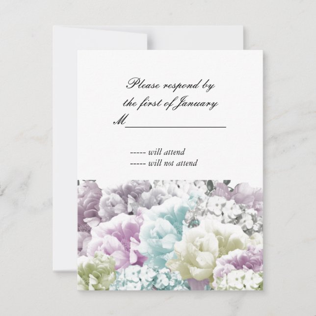Pastel Mixed Bouquet of Florals Reply Card (Front)