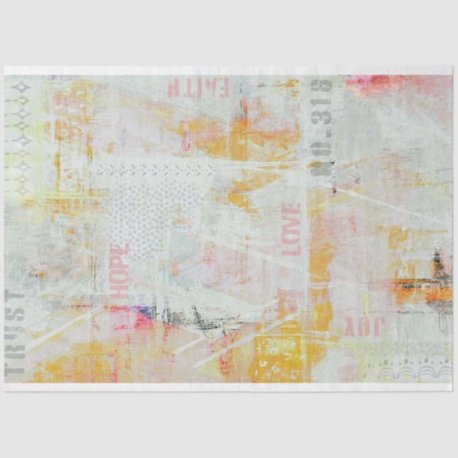 Pastel Mixed Media Grunge Decoupage Tissue Paper (Front)