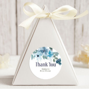 Pastel Modern Blue Roses Wedding Classic Round Sticker