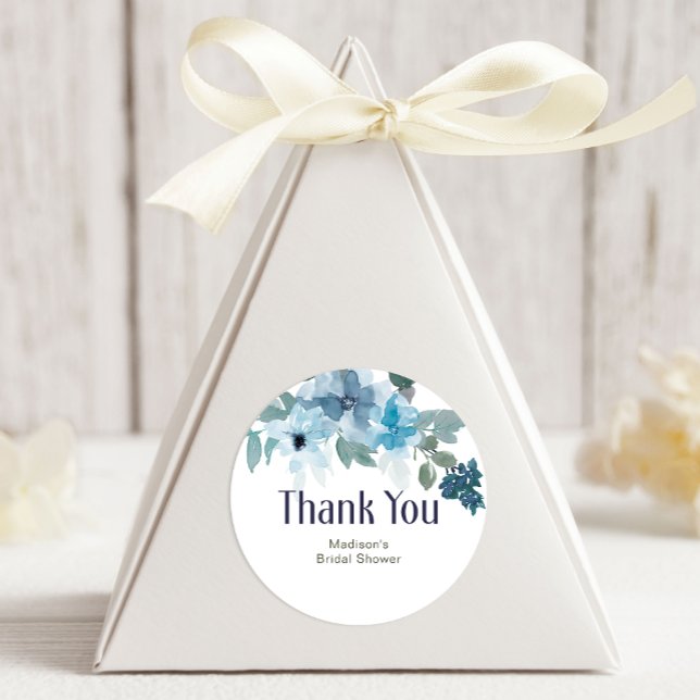 Pastel Modern Blue Roses Wedding Classic Round Sticker (Creator Uploaded)