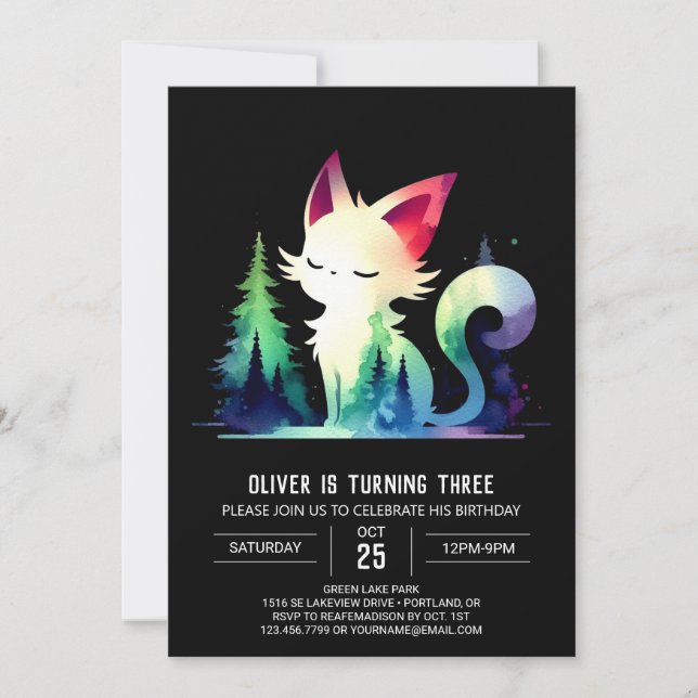 Pastel Modern Cat Birthday Invitation (Front)