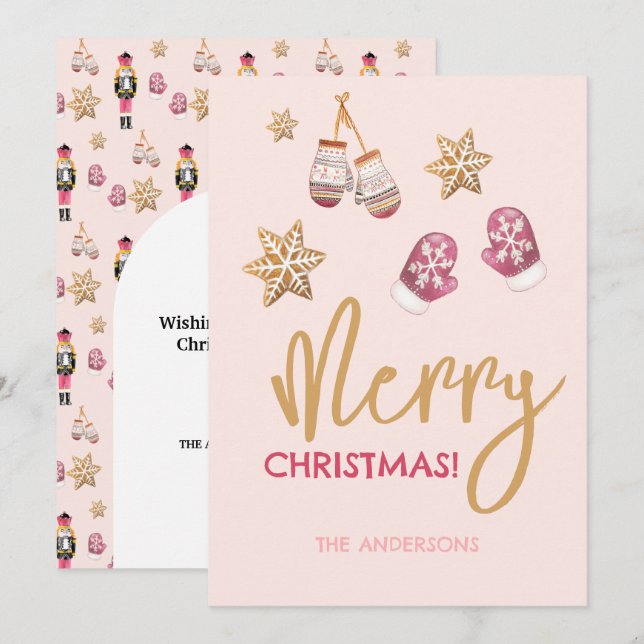 Pastel Modern Christmas Pattern Holiday Card (Front/Back)