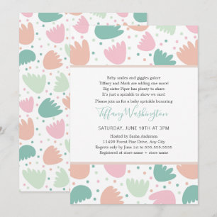 Pastel Modern Floral girl baby sprinkle Invitation