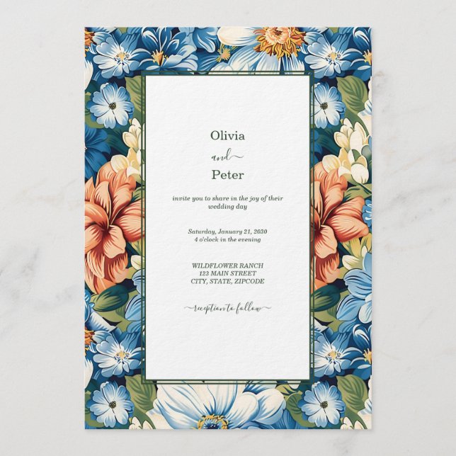 Pastel Modern Floral Wedding Invitation (Front)
