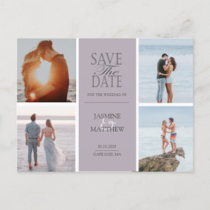 pastel modern four photo save the date postcard