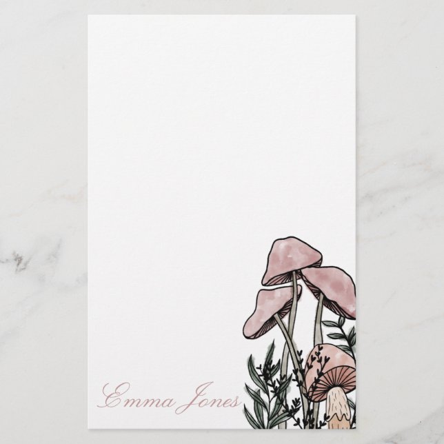 Pastel Modern Mushrooms Stationery (Front)