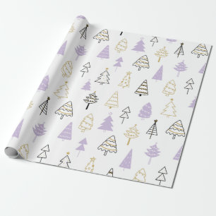Pastel Modern Pine Trees Christmas Wrapping paper