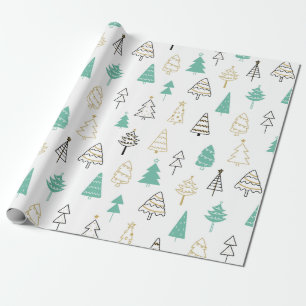 Pastel Modern Pine Trees Christmas Wrapping paper