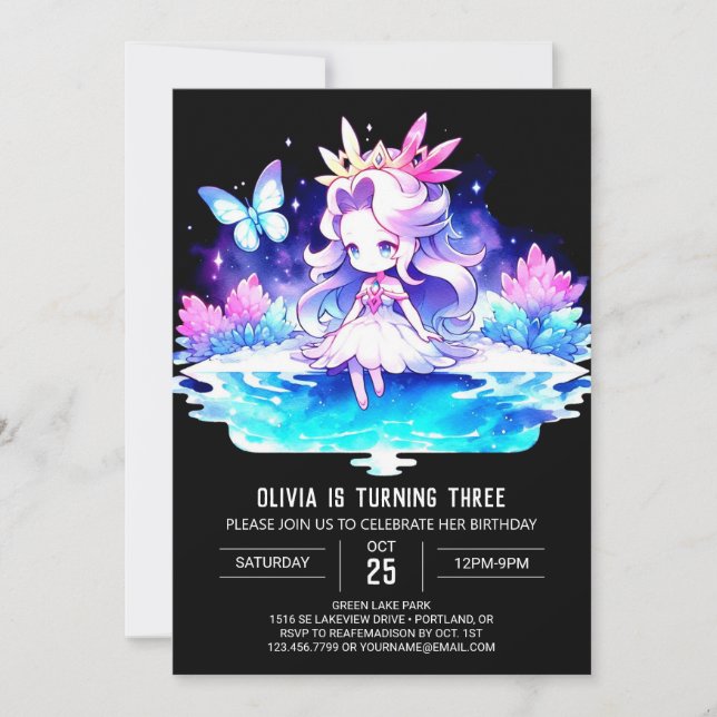 Pastel Modern Princess Birthday Invitation (Front)