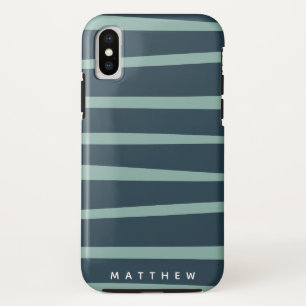 pastel modern wave stripes monogram iPhone x case
