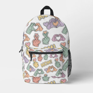 Pastel "MOM!" Heart Hands – Cute & Sweet Gift for Printed Backpack