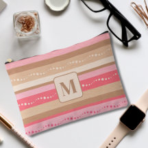 Pastel Monogram And Stripes Pattern Large