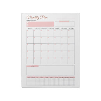 Pastel Monthly Plan Notepad - Plan your month