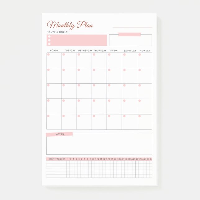 Pastel Monthly Plan Post-It Note - Plan your month (Front)