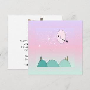 Pastel Moonlit Christmas Back Portrait Holiday Card