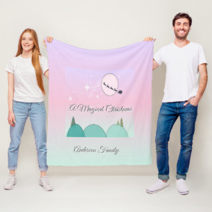 Pastel Moonlit Christmas Cosy Glow Fleece Blanket