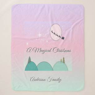 Pastel Moonlit Christmas Family Sherpa Glow Blanket