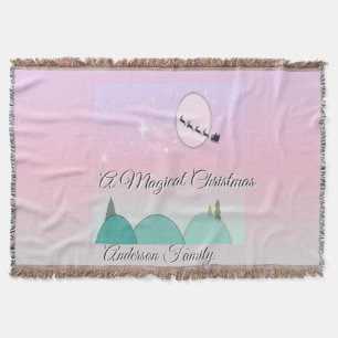 Pastel Moonlit Christmas Family Throw Glow Blanket