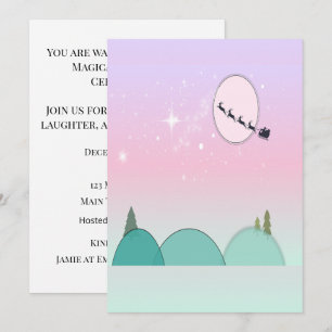 Pastel Moonlit Christmas Gathering Invitation