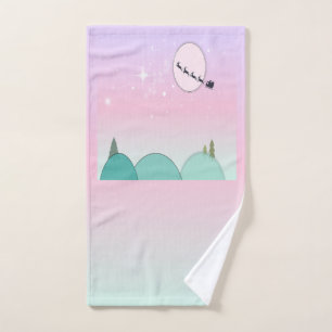 Pastel Moonlit Christmas Gentle Glow Hand Towel