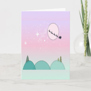 Pastel Moonlit Christmas Greeting Holiday Card