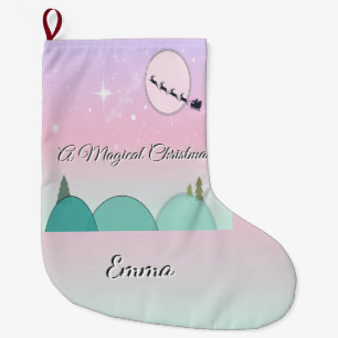 Pastel Moonlit Christmas Name Stocking Glow