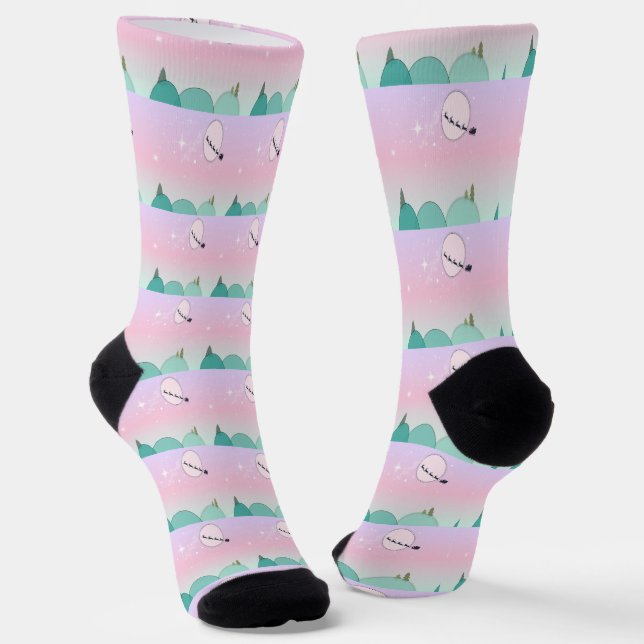 Pastel Moonlit Christmas Tiled Glow Socks (Angled)